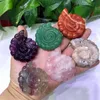 Dekorativa föremål Figurer Naturliga conch Hand snidande kristallfluorit Aventurine Rose Quartz Flower Agate Healing Stone för presentdekora