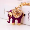 Porte-clés mignon strass cristal chanceux éléphant porte-clés Animal sac à main porte-clés sac décoratif alliage pendentif anneau sac à main bijoux