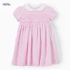 작은 Maven 여름 여자 아기 옷 드레스 꽃 자수 유아용 면화 드레스 5 년 Peter Pan Collar Kids Party Dress G220518