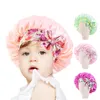 2022 New Caps Fashion Cute African Kids Adjustable Loose And Comfortable Printing Ankara Satin Toddler Cap Night Sleep Turban Hat with bow