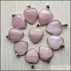 Arts Et Artisanat À La Mode Naturel Rose Quartz Pierre Charmes Sier Face Coeur Pendentifs 25 Mm Pour Colliers Fabrication De Bijoux Entier Sports2010 Dhth5