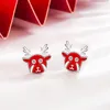 Stud Cute Mini Red Deer Earrings Women Party Jewelry 925 Sterling Silver Rose Gold Earring Lady Fashion Birthday PresentStud Moni22