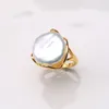 BaroqueOnly Natural freshwater Baroque pearl ring retro style 14K notes gold irregular shaped button RFD 220726