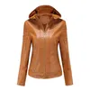 2021 nouvelle automne hiver femmes veste en cuir à capuche amovible britannique Glen mode peluche chaude veste Six couleurs Pu manteau haut L220728