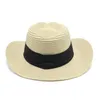 Panama Jazz Top Hut Frühling Sommer Stroh Breite Krempe Hüte für Frauen Männer Western Cowboy Sonnenschutz Kappe Frau Mann schatten Hut BBE14004
