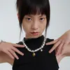 Collana di perle irregolari di moda coreana per le donne Ragazze Gioielli da festa con collana pendente in cristallo giallo alla moda