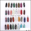 Charms Jewelry Findings Components Natural Gem Stone Pendants Opal Crystal Rose Quartz Hexagonal Pendum Reiki Pilla Dhom0