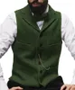 Gilet da uomo Marrone Abiti da uomo Gilet Notch Risvolto Gilet Uomo Steampunk Giacca Tweed a righe Scollo a V Slim Fit a spina di pesce Abbigliamento da sposa Kare2