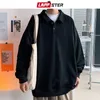 LAPPSTER Men Vintage Harajuku Kawaii Hoodies Mens Streetwear Causal Japanese Sweatshirts Male Korean Fashion Solid 220402