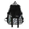 Backpack masculino legal letra letra mochilas de nylon tendência imprimindo sacos de escola para adolescentes meninos grandes sacos de viagem à prova d'água 220425