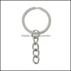 Keychains Fashion Accessories 100 PCS Doreen Box Chains Rings Round Eloy Sier Color Keychain 51mm x 24mm för DIY -smycken som gör hela DRO