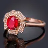 Roségold-Rubin-Ring für Frauen, blühender Blumenring, Valentinstagsgeschenk, heißer Schmuck, Großhandel mit Kristallen