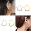 Hoop & Huggie Gold Colour Earrings For Women Quality Stainless Steel Half Spring Big Simple Star Steampunk 2022 TrendHoop