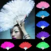 10 Colors Folding Feather Fan Party Decoration Hand Held Vintage Chinese Style Dance Wedding Craft Downy Feathers Foldable Dancing Fans SN4073