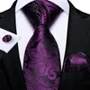 Bow Ties Luxury Purple Silk For Men Fashion Wedding Neck Tie Gifts Accessories Cufflinks Handkerchief Ring Set