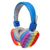 Fidget hörlurar barn leksak headset pop bubble sear hörlurar regnbåge färg för barn vuxna katt