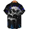 Men's Casual Shirts Short Sleeve Hawaiian Shirt For Men Horror Skulls 3d Guys Summer Street Sports Oversized Clothing MenMen's