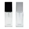 30 ml/1 oz Frosted Glass Foundation tom fyrkantig lotionflaska med tryckpump