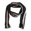 Mens Winter Warm Cashmere Scarf Classic Striped Business Long Tassel Knit Black Grey Red Beige Navy Blue