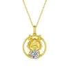 Medaglioni Zodiaco cinese Elegante Argento sterling 925 Placcato oro 18k Forma di tigre Segni Collane CollaneMedaglioni