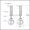 Dangle Lustre Boucles D'oreilles Bijoux Nouveau Cubique Zircone Perle Larme De Mariage Boucle D'oreille Pour Les Mariées Femmes Partie Platine Plaqué Drop Delivery