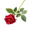 Dekoracyjne kwiaty wieńce jeden sztuczny kwiat pojedynczy łodyg róża 20 "długość symulacja aksamitna Rosa na dom ślubny sztuczne kwiaty