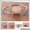 Charm Bracelets Jewelry Fashion Druzy Drusy Bracelet Gold Plated Oval Irregar Imitate Natural Stone Bangle For Wo Dhsgj