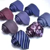 Papillon 100% seta per uomo moda classico jacquard punto collo uomo blu navy cravatta regalo festa abiti a righe TieBow Emel22