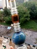 18 inç hassas sarı cam su bong nargile mavi yuvarlak top 14mm dişi eklem sigara içme boruları