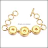 Bedelarmbanden sieraden vintage 18 mm snap knop hart armband sier gouden link ketting drie snaps knoppen j dhxug