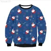 Män kvinnor ful jul tröja par crewneck semester parry tröja 3d snöflinga jultomten tryckt höst vinter xmas jumpers l220801