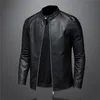 Große Größe Herbst Mode Trend Mäntel männlichen Stil schlank Stehkragen Motorrad Lederjacke Herren PU Lederjacke 5XL 220816