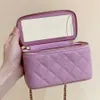 Top 10A Mirror quality Small Vanity With Chain Cosmetic Bag Designer Women Cross Body Bags 17CM Luxuries Designers Makeup Bags Caviar Handbag With Box C030