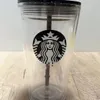 Starbucks Cold Mug Clear Venti Timbler Traveler مع شعار القش الأخضر - 16 أوقية