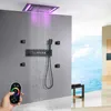 20*14Inch Matte Black Rainfall Shower System LED Constant Temperature Digital Display Bathroom Full Shower Set