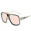 Sunglasses Retro Men's Square Ladies Brand Design Fashion Oversized Gold Alloy Frame Shield Glasses Lovers Style UV400Sunglasses