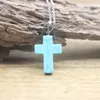 Pendant Necklaces Natural Stone Cross Pendants Necklace Healing Crystal Quartz Agates Obsidian Small Reiki Chakra Charm Women Jewelry QC3112