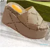 desiger slippers fashion Thick bottom designer Women Shoes Cartoon Alphabet lady Platform Wedges Sandals Leather Heels letter High heel
