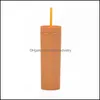 Tassen hohe Qualit￤t 16oz Doppelschicht Kunststoff gefrosteter Gummi-Farbe Wasser Tasse Gerade K￶rper St xg0379-1 Drop Lieferung 2021 Hausgarten K DHVZZ