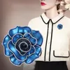 Blue Rose Flor Broche Cristal Esmalte Pins Feminino Jóias Terno Scarf Buckle Crachá Brooches Para As Mulheres Acessórios