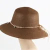 Cappello da pescatore casual alla moda da donna Cappello da sole estivo Cappello da sole pieghevole Cappello da spiaggia con cupola in paglia di Panama per vacanze all'aperto al mare