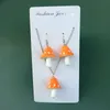 Collane con ciondolo Collana con funghi e orecchini Set Amanita Muscaria Gioielli per le donne Set di orecchini con fata maculata biancaPendente Godl22