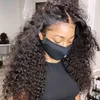 Deep Curly Spets Front Wig Natural Hair 100% Lim Wave 13x6 Al Human S Glueless 220608