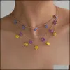 Pendentif Colliers Pendentifs Bijoux Coréen Fleur Collier Ras Du Cou Pour Femmes Boho Acrylique Clavicule Chaîne Courte Fas Dhk3N