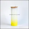 Vaso de vidrio esmerilado de sublimación de 18 oz con tapa de bambú Botella de agua flaca recta Transferencia térmica Taza de café al por mayor A02 Entrega de gota