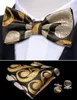 Riemen voor mannen Gold Paisley Cummerbund Black Bow Tie Silk Floral Set Pocket Square Cufflink Formele Tuxedo Suit Barry.Wangyy-1005Belts