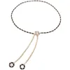 Bälten Pearl Leather Metal Chain bälte för kvinnor klänning Tassel Rhinestone midjeband Kvinnlig blommagrets dekoration Tillbehör Starpbelts