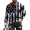 T-shirts pour hommes Mode Hommes O Neck Motif d'impression 3D T-shirt Automne Casual Pull à manches longues Printemps Slim Plaid Streetwear Harajuku Top