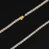 Hip Hop Mens Tennis Cains Jewelry Topbling 5A Zircon Diamond Netlaces Spring Clasp 18K REAL GOLD PLATED 3MM 4MM 5MM