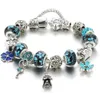 2022 Neues Original -Charm -Turm Anhänger Blaues Armband Pandora Platin DIY Perlen Damen Elegantes Schmuck mit Box Urlaubsgeschenk